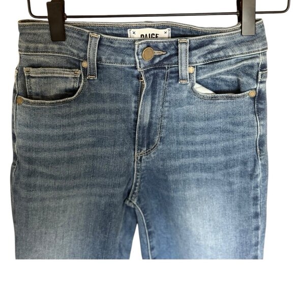Paigen Hoxton Slim Jeans Size 24 Ankle Raw Hem Denim Stretch Mid-Rise Blue - Picture 3 of 14